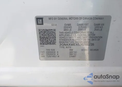 2018 Chevrolet Equinox Premier из США, поврежденный, VIN 2GNAXWEX5J6288235